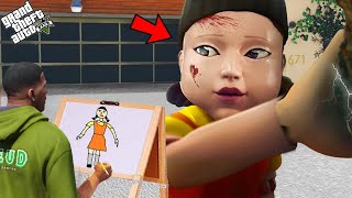 Franklin Uses Magical Painting To Draw Squid Game Doll In Gta 5 Telugu | #gta5