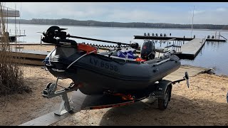 Laiva Dulkan RIB 430, Yamaha 20Hp, Minkota Powerdrive. Testa brauciens Lilastes ezerā.