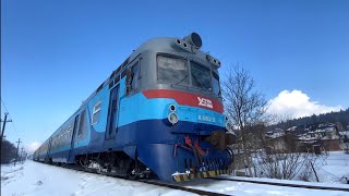 🇺🇦Trip on an old diesel train in winter Transcarpathia (1.02.2022)