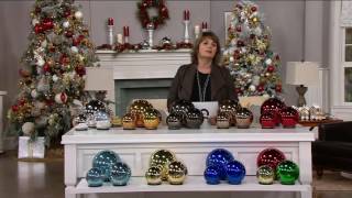 Set of 3 Lit Indoor Outdoor Mercury Glass Spheres w/Timer by Valerie on QVC