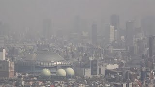 大阪で２日連続黄砂を観測　ビル群かすむ