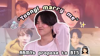 BTS's different reactions being proposed by ARMYs & "Yoongi marry me" saga