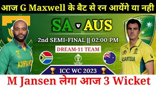 South Africa vs Australia Dream11 Team || SA vs AUS Dream11 Prediction || World Cup 2nd Semi Final
