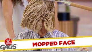 Janitor Mops Old Man's Face !