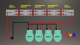 3 way switch AND 2 way switch CONNECTION MULTIPLE LIGHT- RYB ELECTRICAL