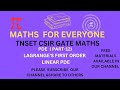 TNSET  TRB CSIR GATE MATHS / KSET TS&AP KERALA SET MATHS/ LAGRANGE'S  FIRST ORDER LINEAR PDE