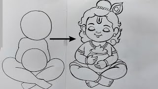 how to draw lord krishna with makhan,krishna drawing easy step by step,pencil sketch krishna drawing