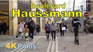 Paris Walking tour 2021 - Boulevard Haussmann [UHD]