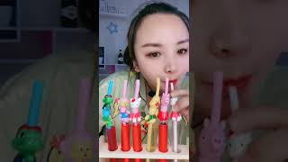 ASMR Drinking Sound Colored Beverages Drinking , Beautiful girl eating and drinking #Short9