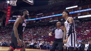 James Harden and Dejounte Murray Exchange Words and Shoves During Spurs-Rockets Game