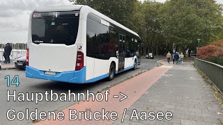 Die Mitfahrt mit der Linie 14 vom Hauptbahnhof zur Goldenen Brücke / Aasee