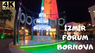 Izmir Christmas Nightlife Walking Tour / Forum Bornova 27 December 2021|4k UHD 60fps