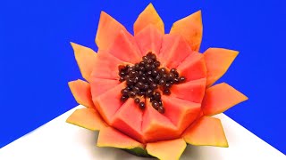 How to Make a Flower with a Papaya in One Minute / Cutting Tricks, Food Art Ideas