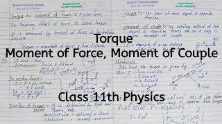 Torque | Moment of Foce | Moment of Couple | Chapter 6 | System of Particles nd Rotational Motion 11