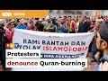 Protesters march towards Swedish embassy to protest Quran-burning