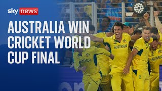 Cricket World Cup: Heartbreak for hosts India as Australia win final