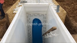 Пластиковый погреб с боковым горизонтальным входом, Plastic cellar with a side horizontal entrance