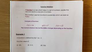 Function Notation Part 1 Example 1