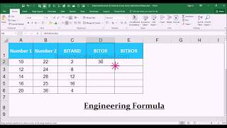 BITAND vs BITOR vs BITXOR Engineering Function with Examples in MS Office Excel 2016