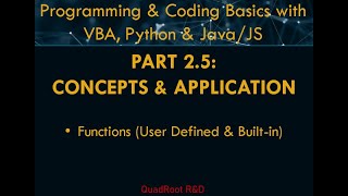 Coding in 3hrs with VBA, Python, Java/JavaScript - PART2.5 - Functions (User defined & Built-in)