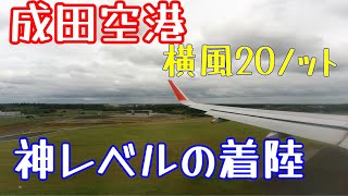 【4K】成田空港　強烈な横風の中でプロの技を体感☆