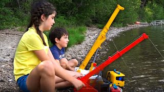 Crane Fishing for Surprise Toys! | Crane Fishing Pretend Play for Kids | Jack Jack Plays