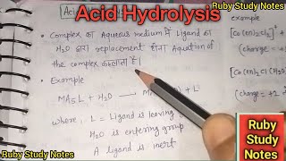 Acid Hydrolysis | Aquation of the Complex | Chemistry Notes
