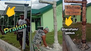 Cara membuat tiang bentuk pohon Bahan Pralon,Gabus dan semen. Tiang Gang/Jalan