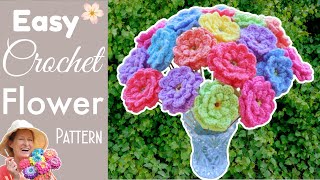EASY Crochet Flower Bouquet Tutorial - Single Zinnia!