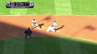 STL@CHC Gm4: Peralta slides, gets out at second