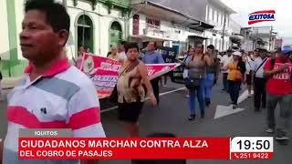 Iquitos | Ciudadanos marchan contra alza de cobro de pasajeros