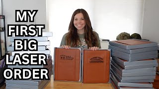 BIG LASER ORDER! | Laser Engraving Portfolios | Thunder Bolt Laser Engraver Tutorial & Work With Me