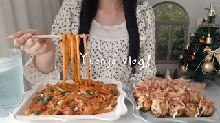 🐙 Homemade takoyaki and Buldak stir-fried udon, mass production of seaweed rolls/ Korean vlog