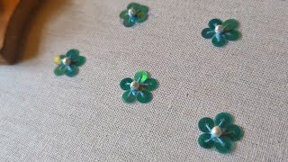 Easy Sequins Flower Embroidery ✨ Beginners embroidery tutorial