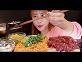 🍺黑啤酒加生拌牛肉 拌面 生拌紫菜包饭吃播【sweetjuliet】