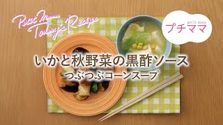 【プチママ♪ミールキット　2018/10/10】いかと秋野菜の黒酢ソース・つぶつぶスープ