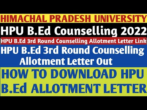 HPU B.Ed 3rd Round Allotment Letter Out | How To Download HPU B.Ed 3rd ...