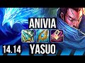 ANIVIA vs YASUO (MID) | 6/0/7, 69% winrate, Dominating | TR Diamond | 14.14