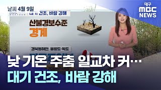 낮 기온 주춤 일교차 커···대기 건조, 바람 강해 (2024.04.09 날씨) | 대구MBC뉴스