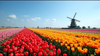 🌷✨ Stunning Tulip Fields in the Netherlands 2025 | Windmills, Blooms \u0026 Dutch Beauty!