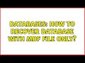 Databases: How to recover database with MDF file only?