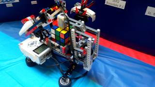 lego robotics set preconfigured to solve rubix cube