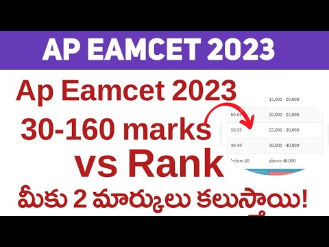 Ap Eamcet ( EAPCET ) 30-160 Marks Vs Rank 2023 || Eapcet Rank Predictor ...