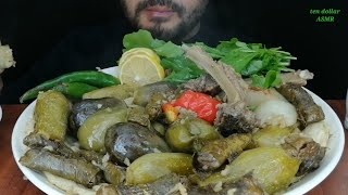 |موكبانغ| دولمة عراقية مع اضلاع الخاروف ASMR eating Iraqi dolama with lamb ribs