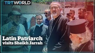 The Latin Patriarch of Jerusalem visits Palestinian families in Sheikh Jarrah
