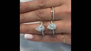 3 carat Pear Shape Diamond Rings: Yellow Gold VS Platinum