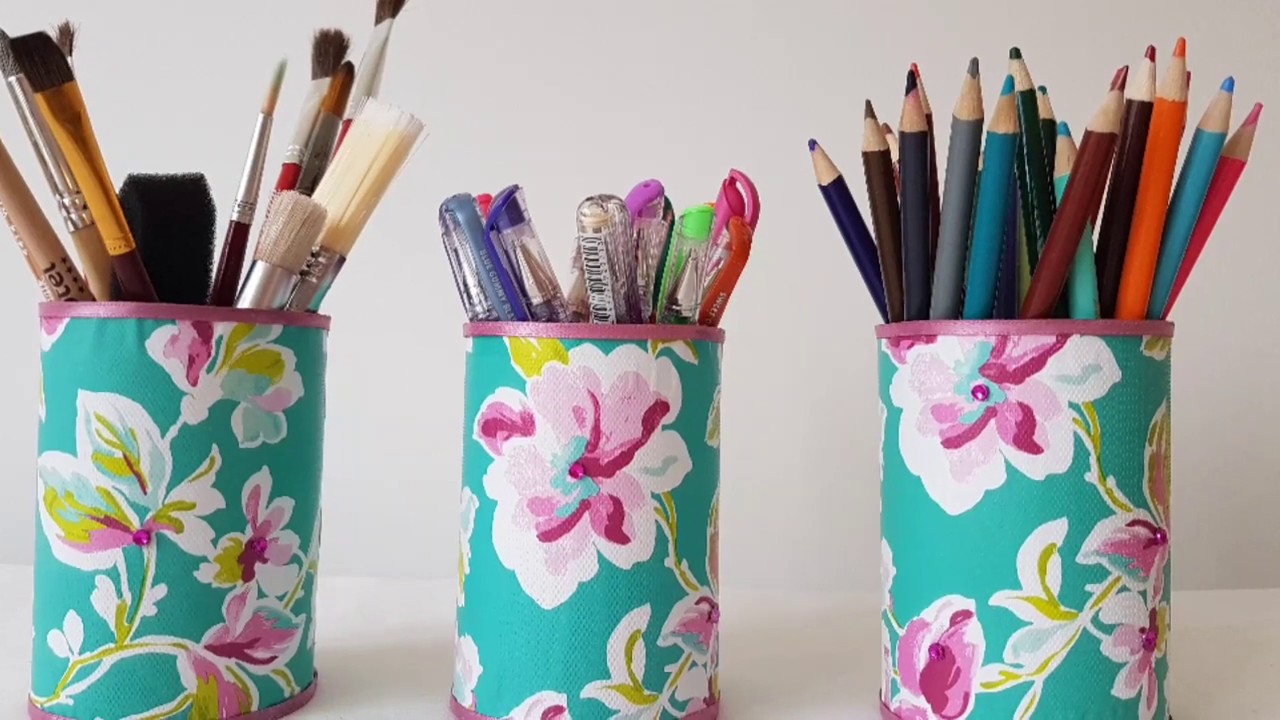 How To Use Recycled Tin Cans To Make Pencil Holders | Easy Paper Craft ...