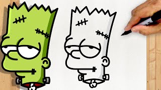 HOW TO DRAW BART SIMPSON | Frankenstein | Bart Simpson Dead | Step by Step Simple and Easy