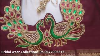 photo Simple Peacock Aari Work Blouse Designs peacock latest maggam work blouse designs