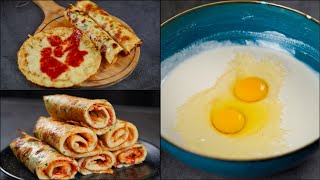 10 MIN. BREAKFAST RECIPE | CHEESE CREPE RECIPE | CHEESE PIZZA CREPE RECIPE | N'Oven Foods